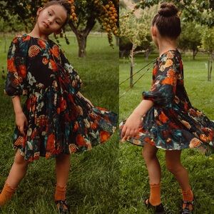 Ivy City Co Mini Imogen Tiered Moody Floral Dress Girls Size‎ 6 / 7 Fall Print